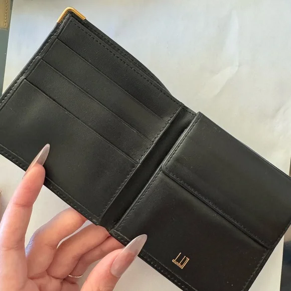 Dunhill Black Leather Wallet with Gold Accents